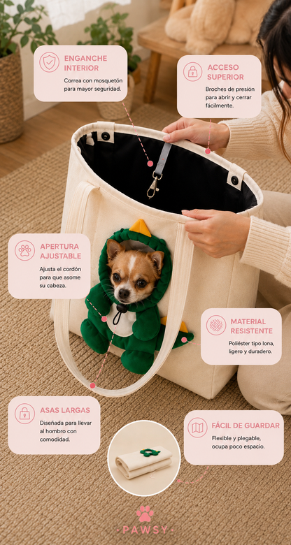 Bolsa transportín PAWSY para animales pequeños